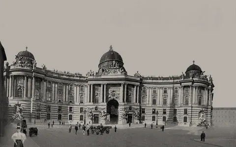 The Hofburg in Vienna on an old photochrom print