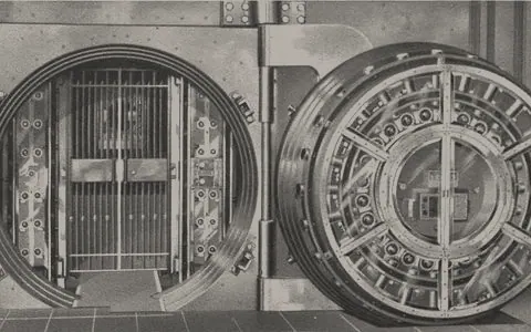 Open door of an old bank vault