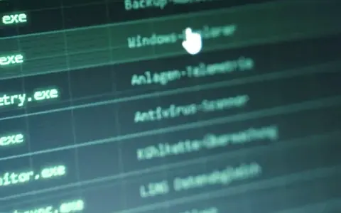 Screen showing a list of running processes