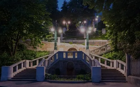 Illuminated Strudlhofstiege at night
